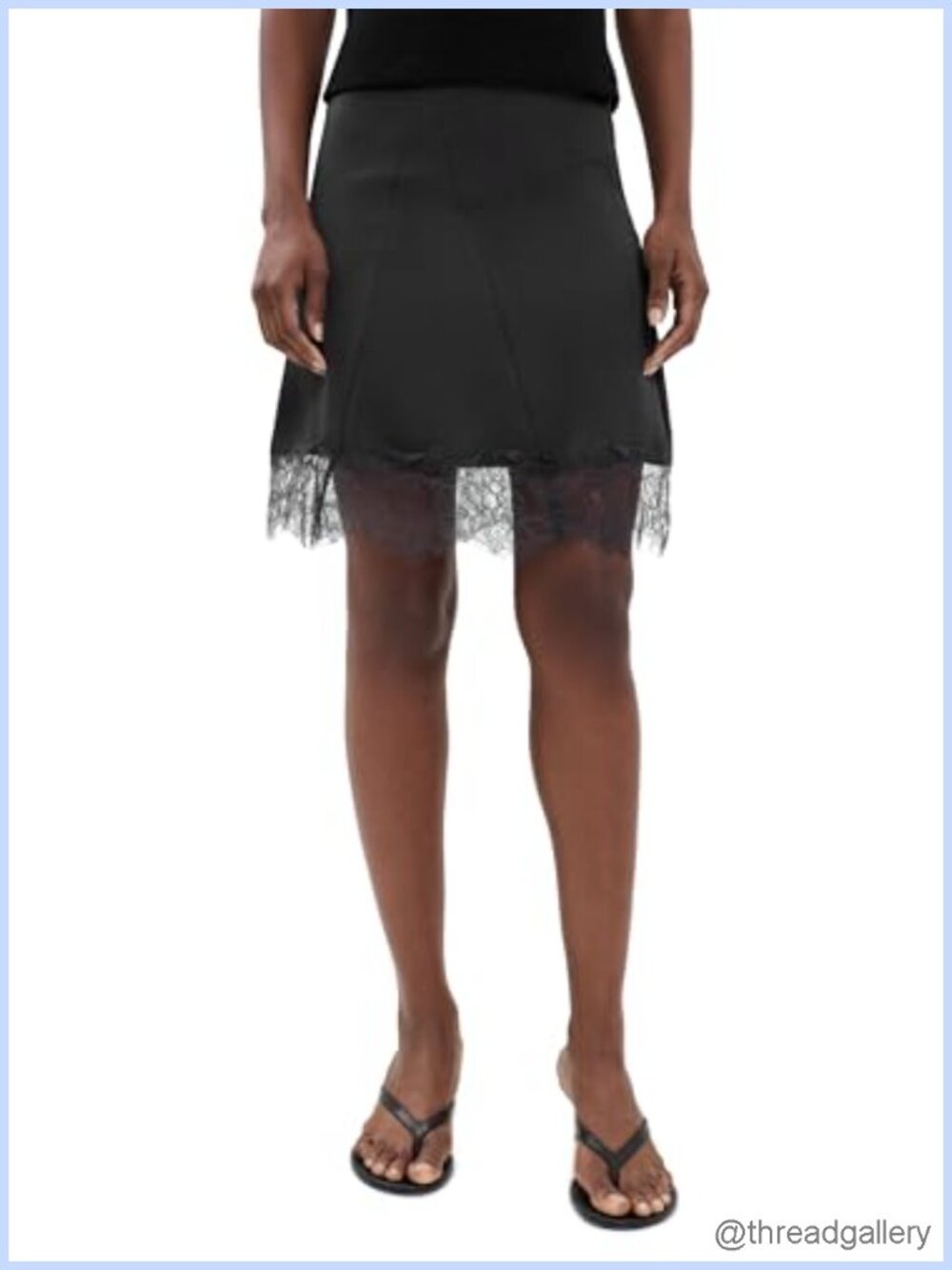 Lioness Satin Midi Skirt with Lace Trim